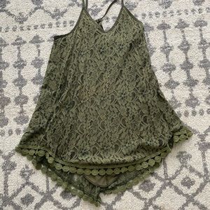 Olive Green Lace Dress - Size M